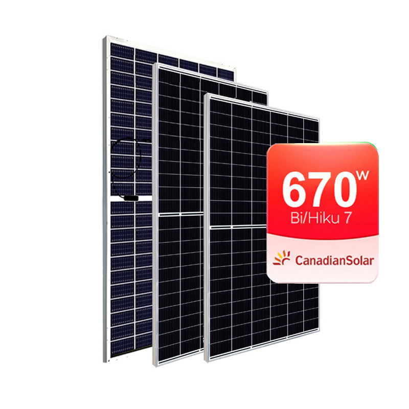 Canadian Tier 1 Brand BiHiKu7 Series Bifacial 210mm 640Wp 650Wp 660Wp 670Wp Panel solar Módulo fotovoltaico 580Wp 585Wp 590Wp 595Wp 600Wp