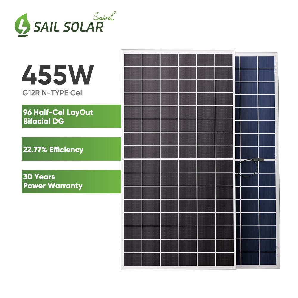 Vail Solar 96 Celdas Diseño Panel solar de vidrio doble bifacial 435W 440W 450W