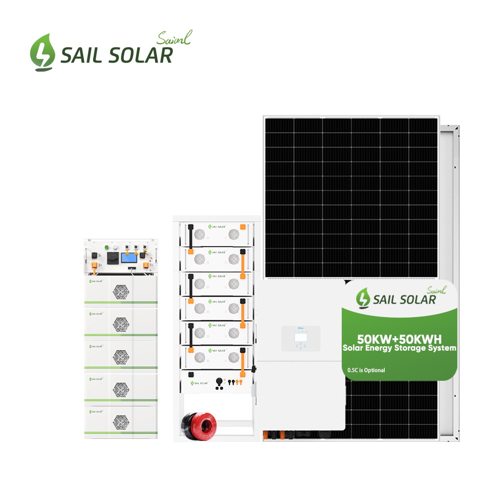 Sistema solar híbrido de 50 kW de alta calidad, conectado/desconectado a la red, para soluciones de almacenamiento de energía comercial.