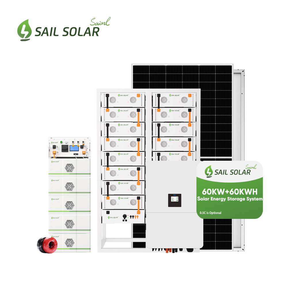 Sistema solar híbrido de alta calidad de 60 kW y 80 kW, conectado a red y fuera de ella, combinado con inversor Deye para una solución de almacenamiento de energía comercial.